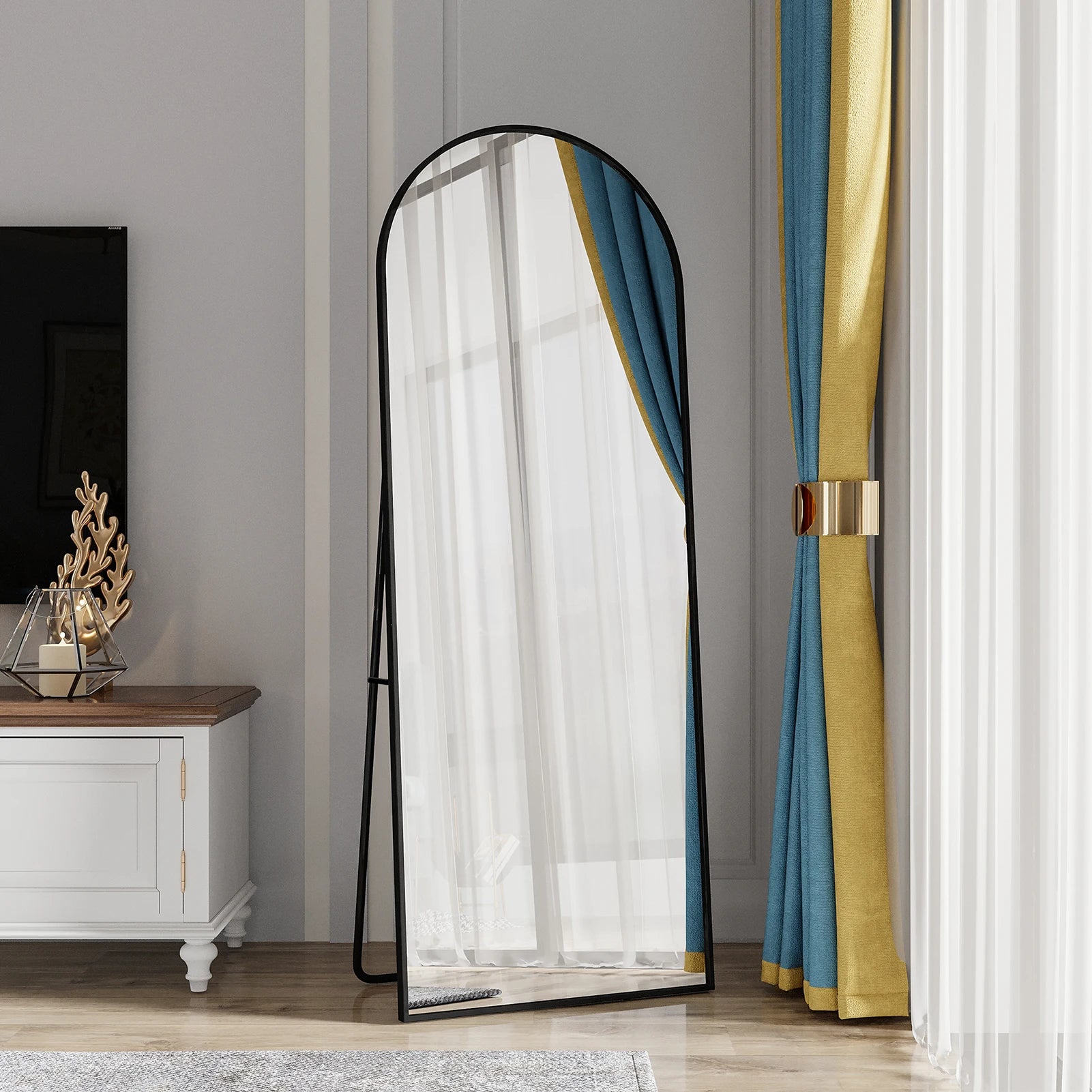 Full-Length Mirror with Curved Stand