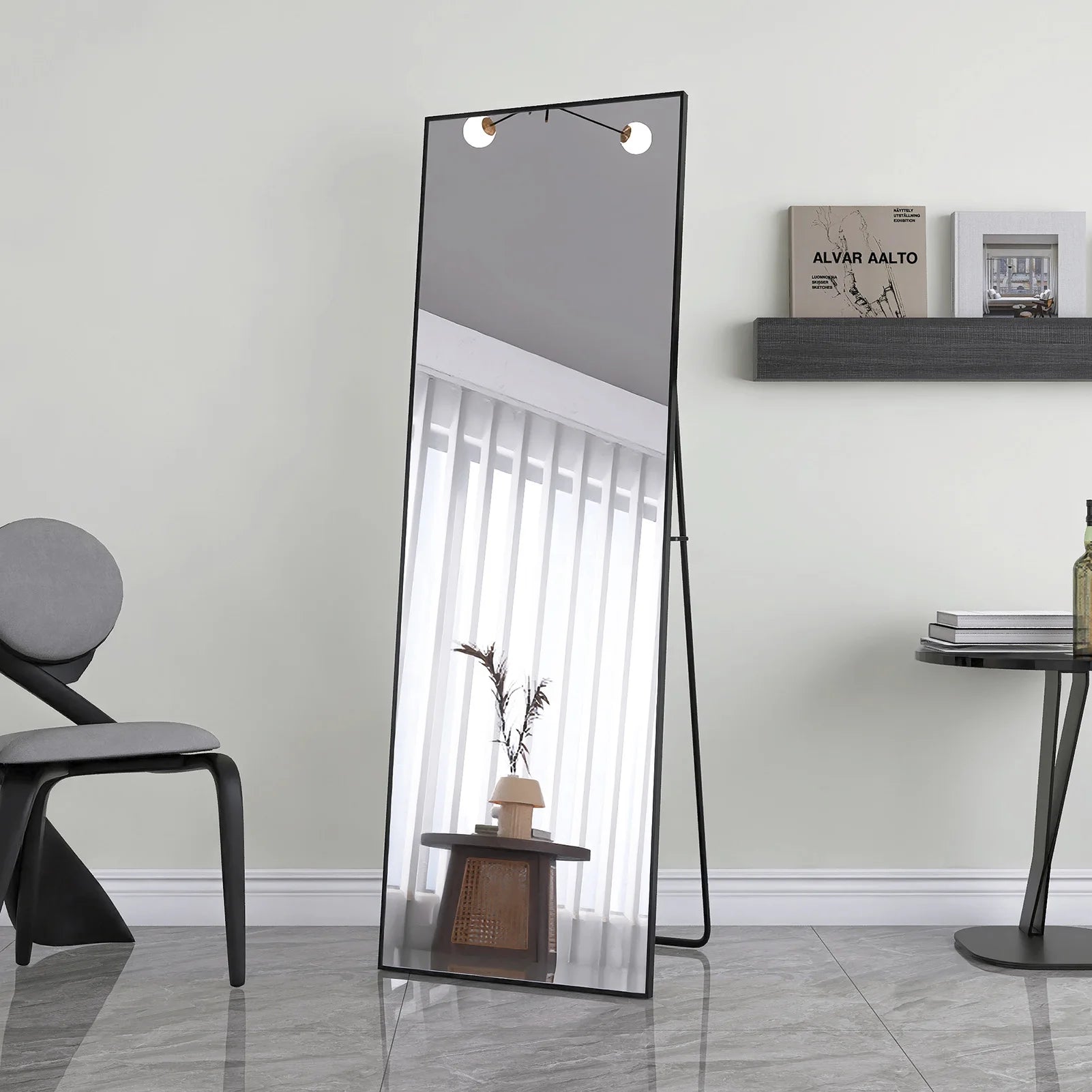Full-Length Mirror with Curved Stand