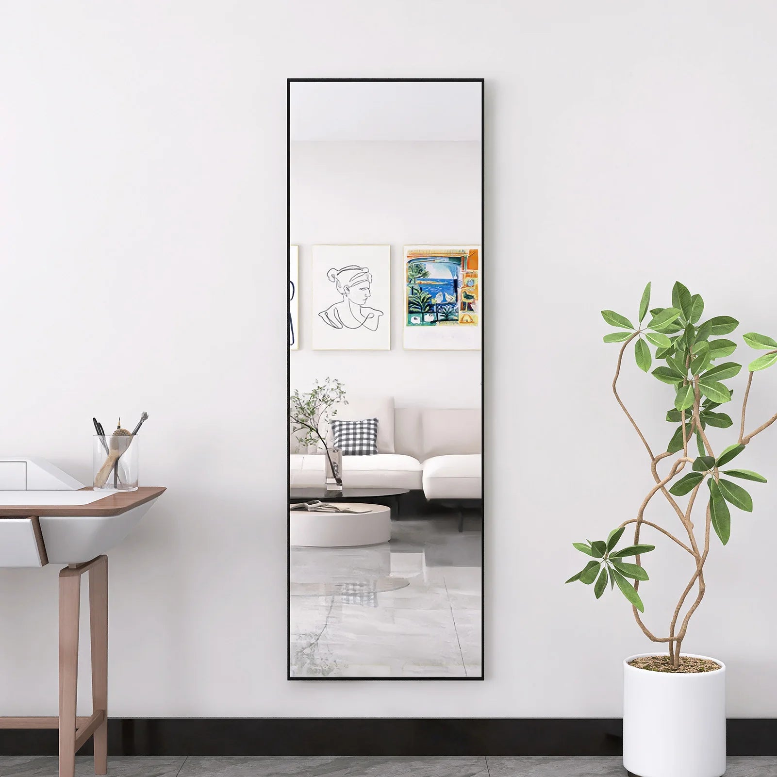 Full-Length Mirror with Curved Stand