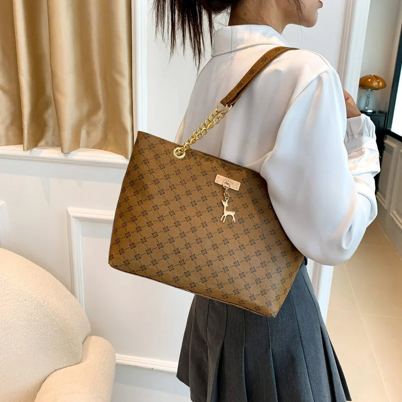 New Presbyopia Handbag – Soft PU Leather Large Capacity Tote Bag with Tassel Charm