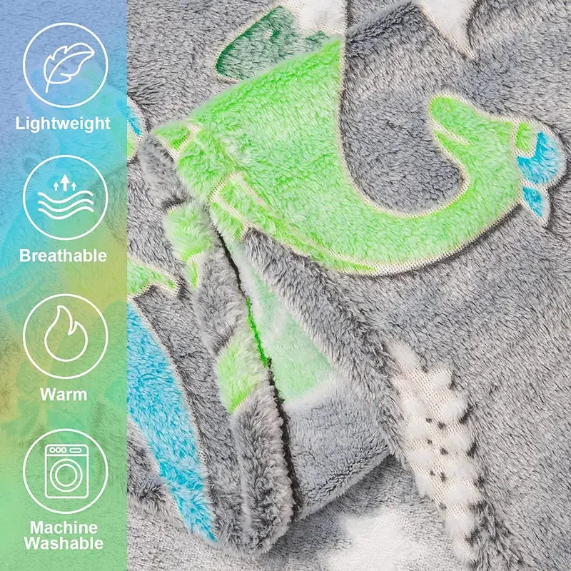 Luminous Unicorn & Dinosaur Plush Throw Blanket