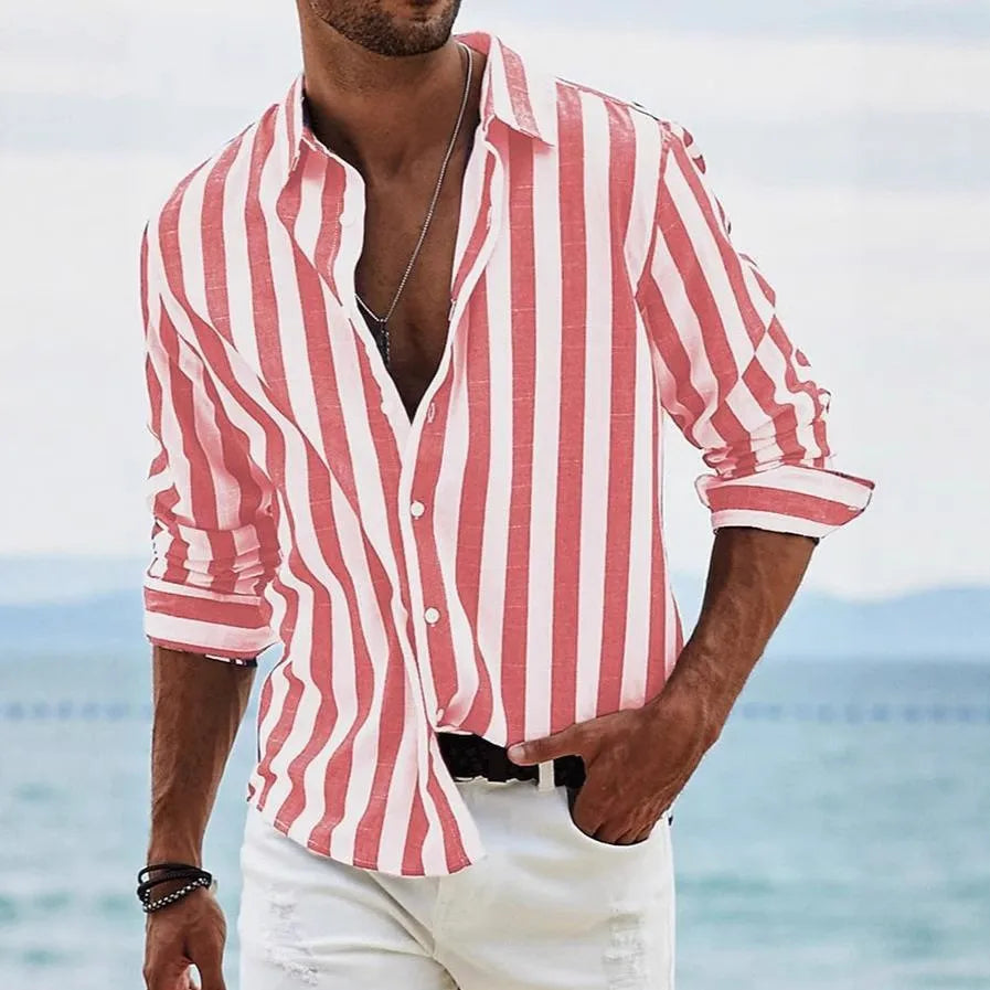 Men’s Striped Casual Long-Sleeve Shirt – Spring & Autumn Collection