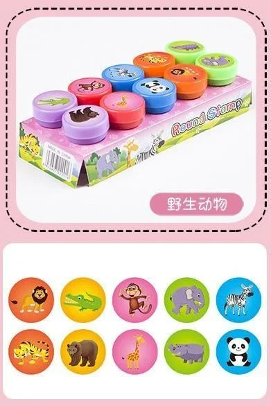 10pcs Assorted Kids Self-Inking Stamps – Fun Smiley Face Stamps for Scrapbooking, DIY Crafts, and Photo Album Decoration