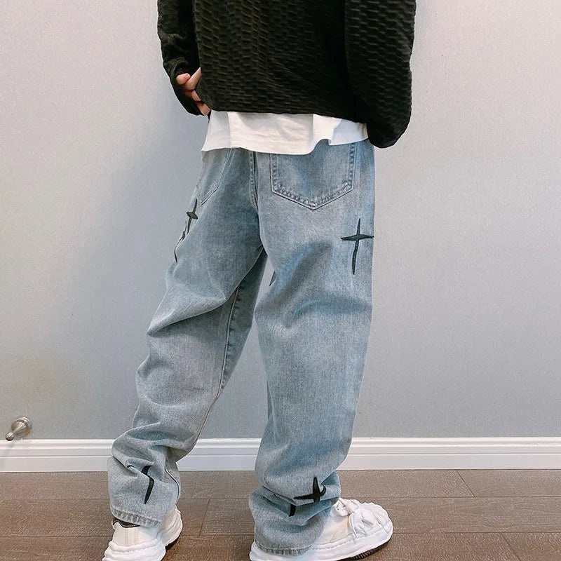 Men’s Vintage Loose Fit Cargo Denim Jeans