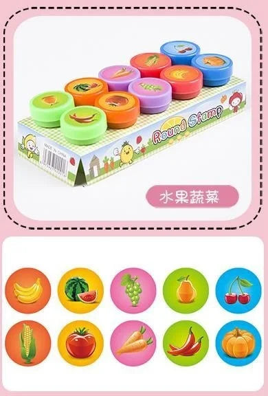 10pcs Assorted Kids Self-Inking Stamps – Fun Smiley Face Stamps for Scrapbooking, DIY Crafts, and Photo Album Decoration