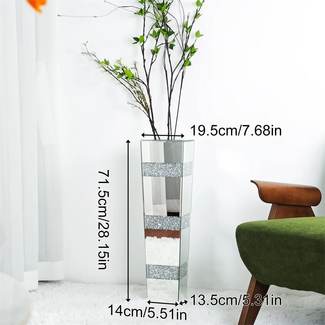 Modern Crystal Silver Floor Vase