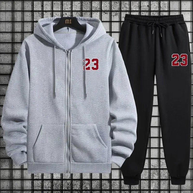 Men’s Number 23 Print Hoodie and Sweatpants Tracksuit Set