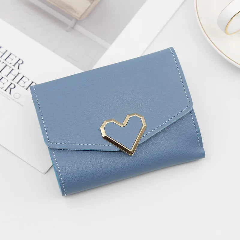 Korean Version Women Wallet Short Heart-Shaped Three Fold