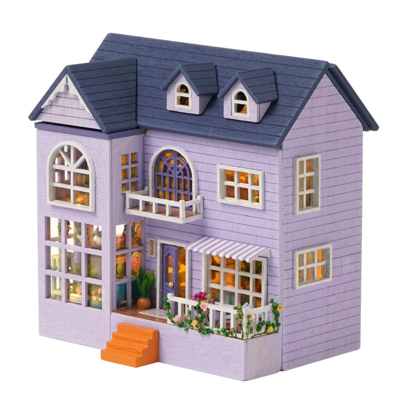 DIY Mini Wooden Dollhouse With Furniture & Light