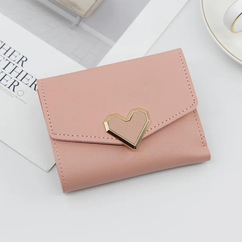 Korean Version Women Wallet Short Heart-Shaped Three Fold