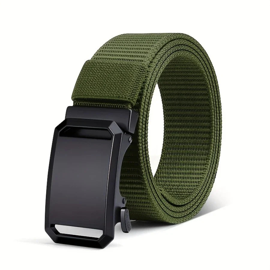 Automatic Buckle Canvas Tactical Belt – Casual Military-Style Workwear for Men