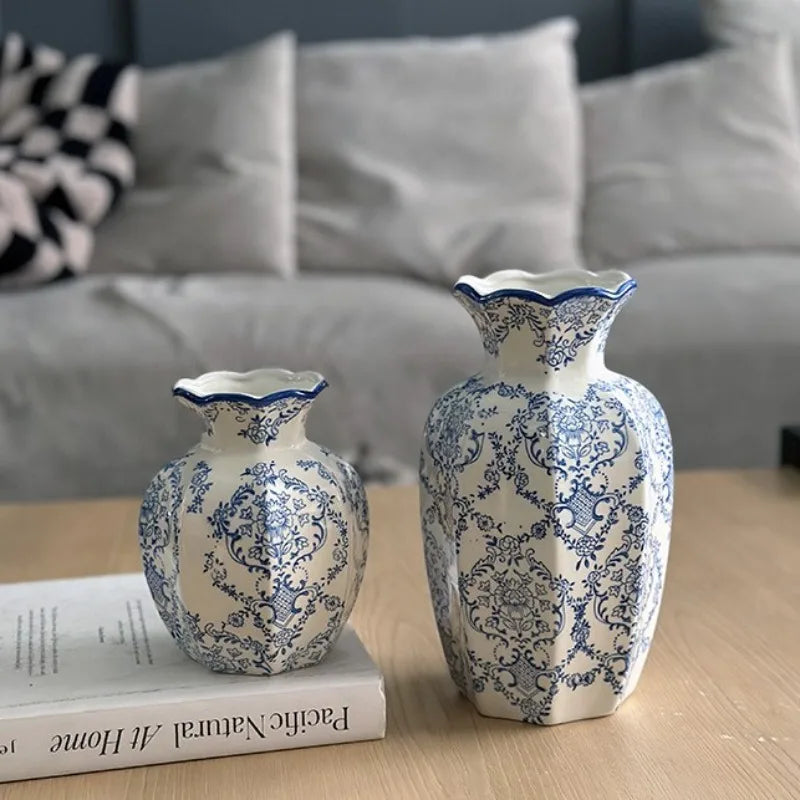 Hand-Painted Blue & White Porcelain Vase