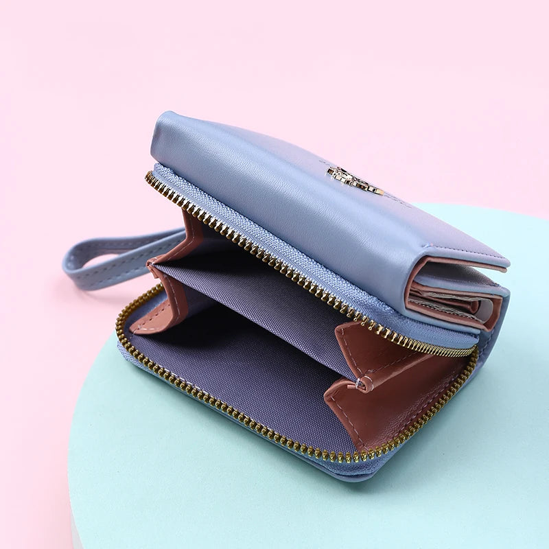 Luxury Brand Women's Small Wallet PU Leather Mini Clutch with Coin Purse