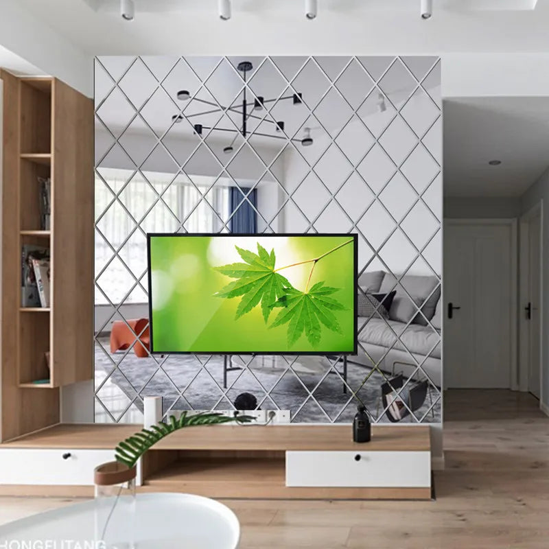 3D Diamond Splicing Acrylic Mirror Wall Sticker