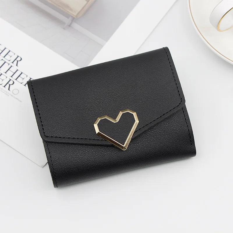 Korean Version Women Wallet Short Heart-Shaped Three Fold