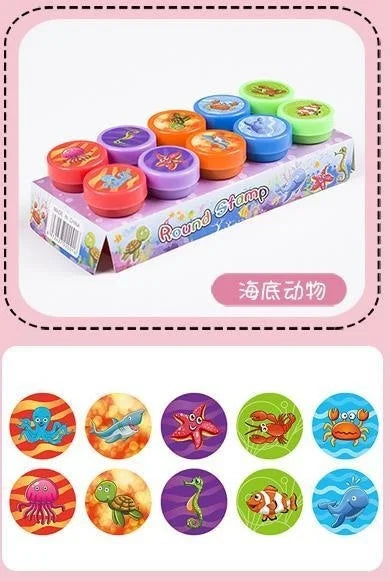 10pcs Assorted Kids Self-Inking Stamps – Fun Smiley Face Stamps for Scrapbooking, DIY Crafts, and Photo Album Decoration