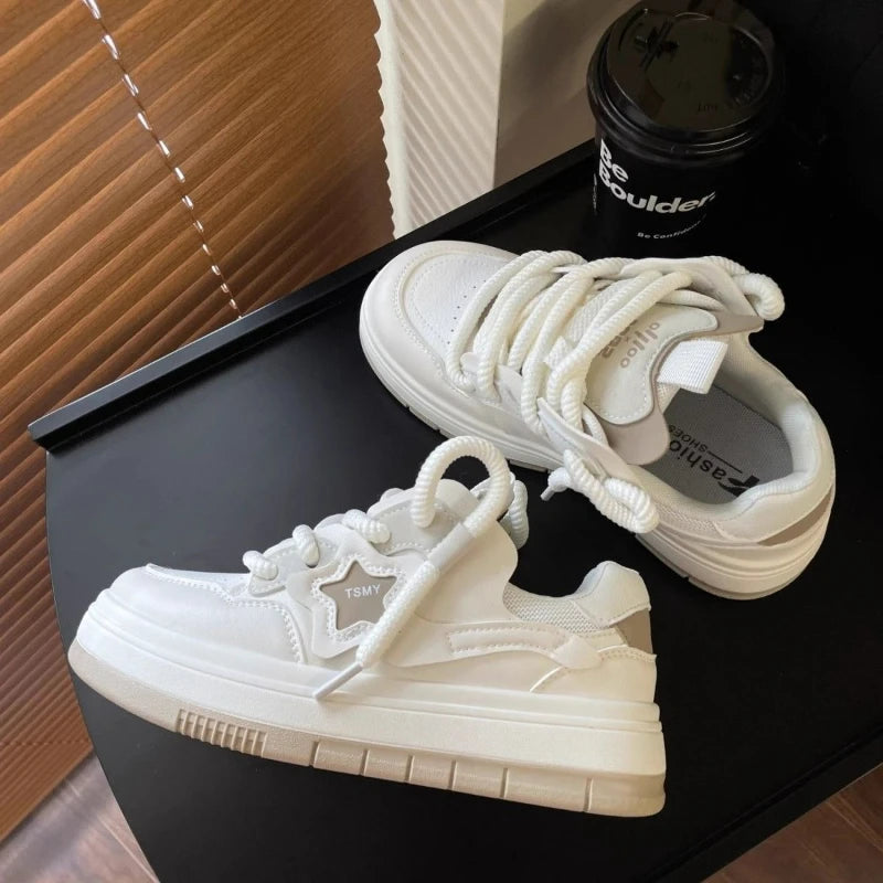Women’s Platform Star Sneakers – Designer Casual Lace-Up Shoes