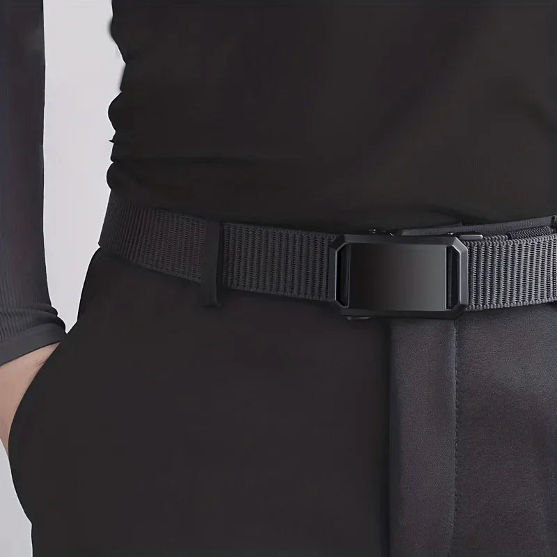 Automatic Buckle Canvas Tactical Belt – Casual Military-Style Workwear for Men