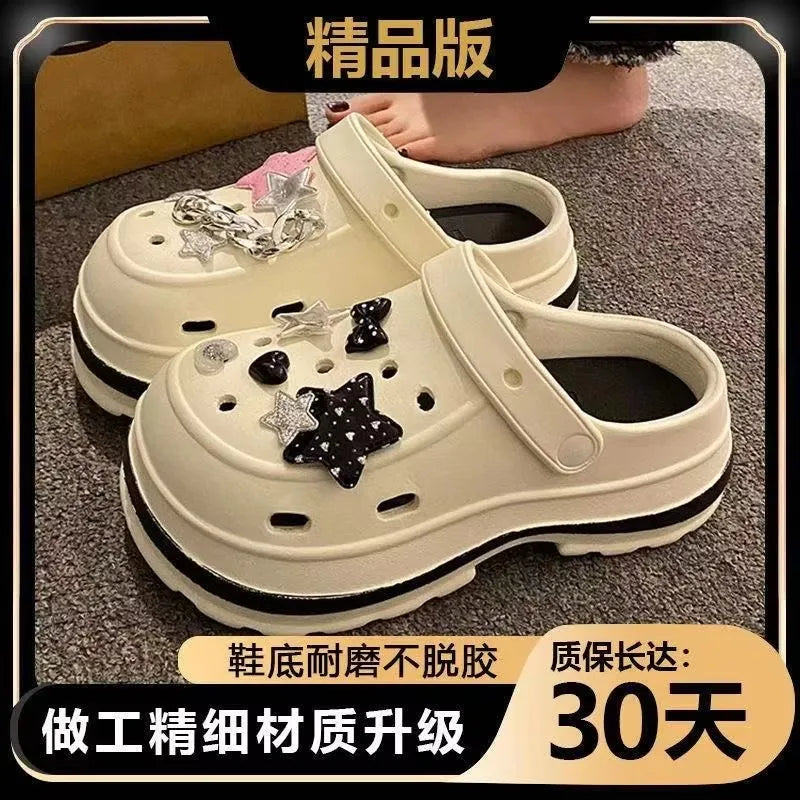 Women’s Summer Platform Slippers – EVA Sandals with Rhinestone Charms