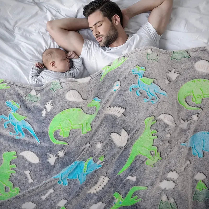 Luminous Unicorn & Dinosaur Plush Throw Blanket