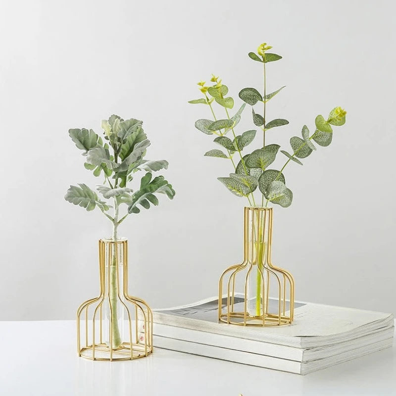 Ornamental Wrought Iron Gold Flower Vase