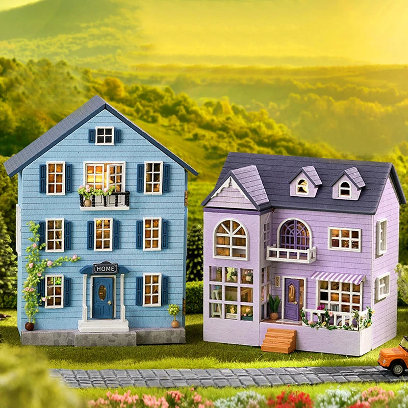 DIY Mini Wooden Dollhouse With Furniture & Light
