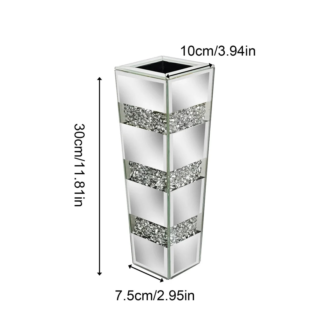 Modern Crystal Silver Floor Vase