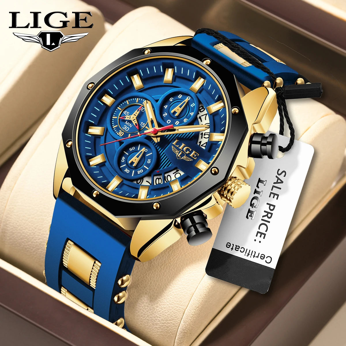 2024 LIGE New Fashion Men’s Watch – Luxury Silicone Sport Quartz Wristwatch