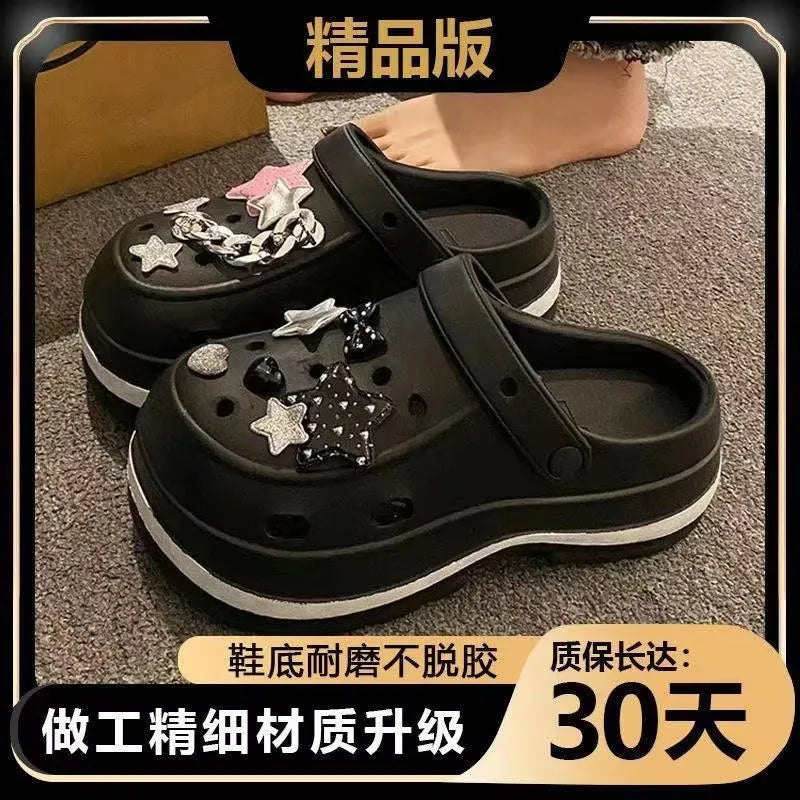 Women’s Summer Platform Slippers – EVA Sandals with Rhinestone Charms