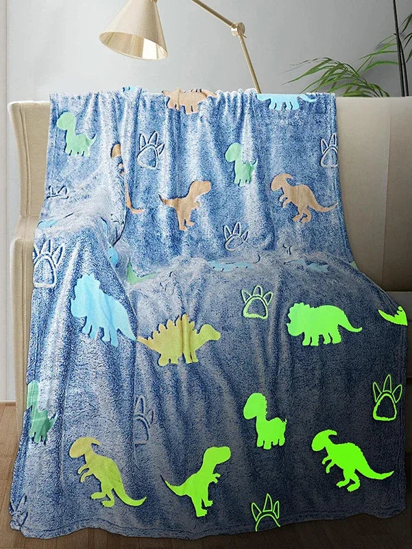 Luminous Unicorn & Dinosaur Plush Throw Blanket