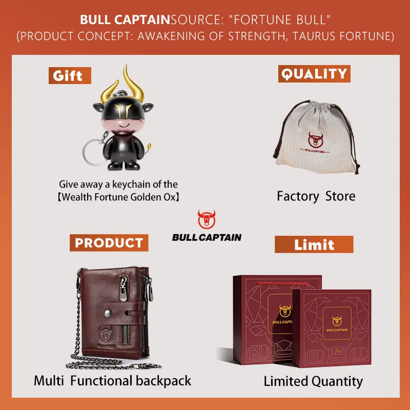 BULLCAPTAIN Genuine Leather Men's Wallet