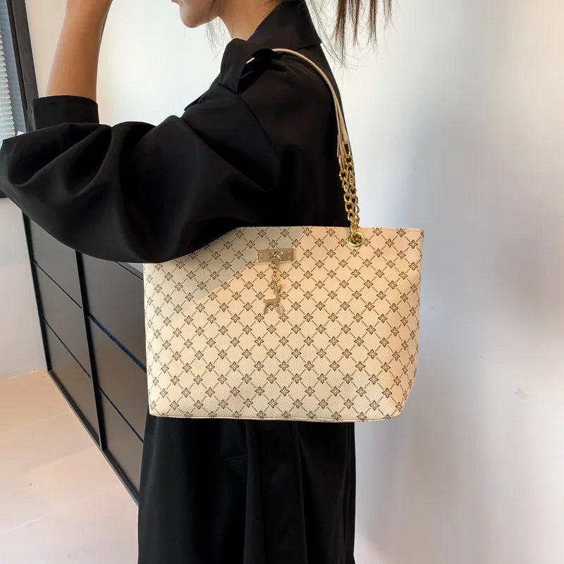 New Presbyopia Handbag – Soft PU Leather Large Capacity Tote Bag with Tassel Charm