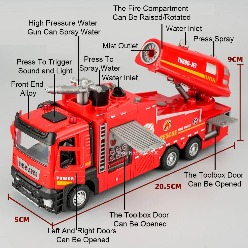 Fire truck with water spray and light effect