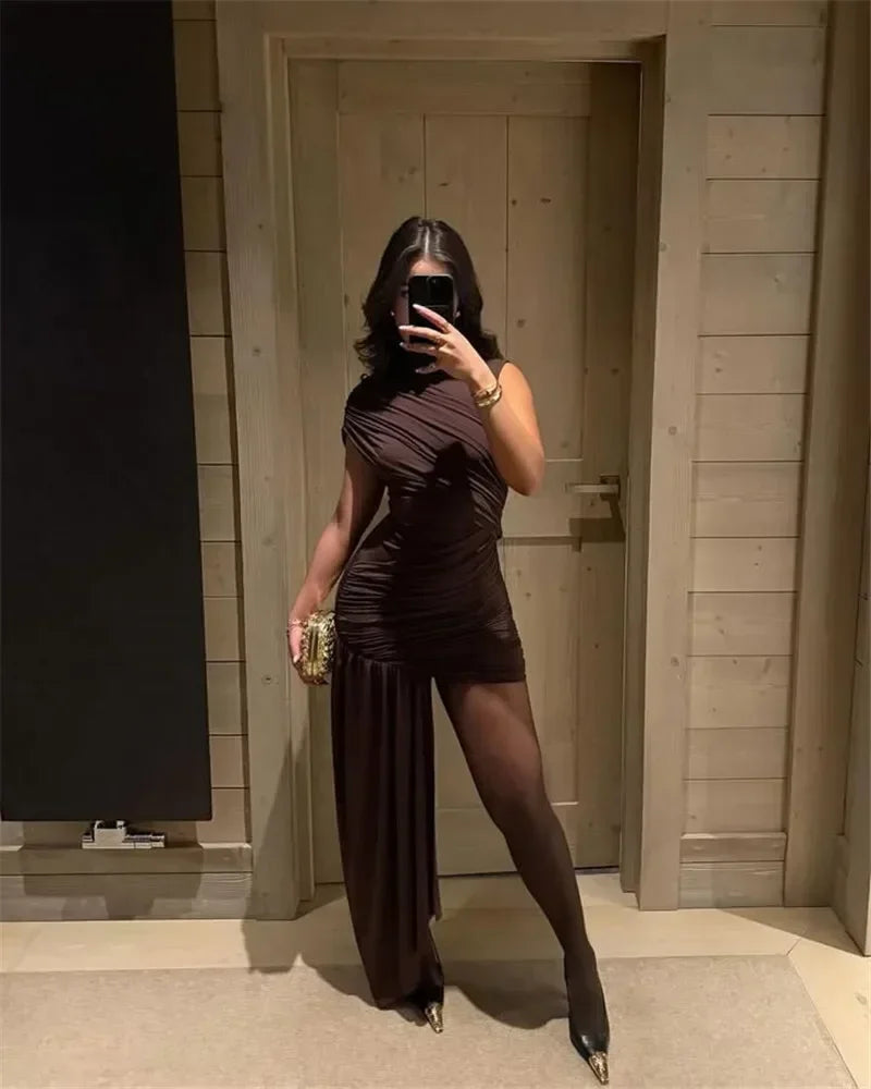 2025 Irregular Draped Ruched Sexy Mini Dress