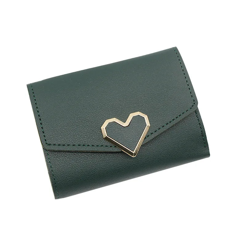 Korean Version Women Wallet Short Heart-Shaped Three Fold