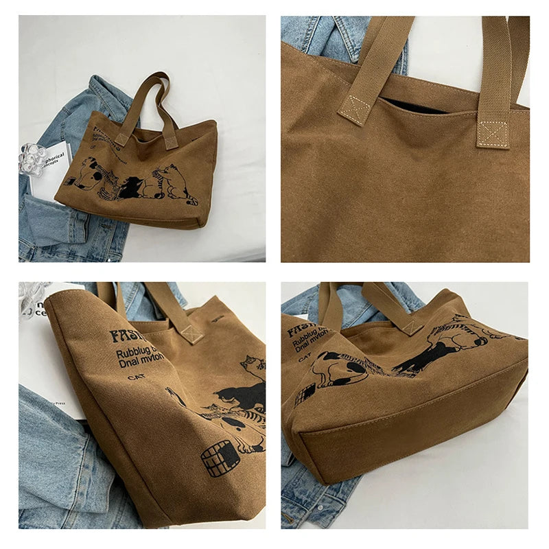 Women’s Canvas Tote Bag – Spacious, Durable & Fashionable Shoulder Bag with Zipper Closure