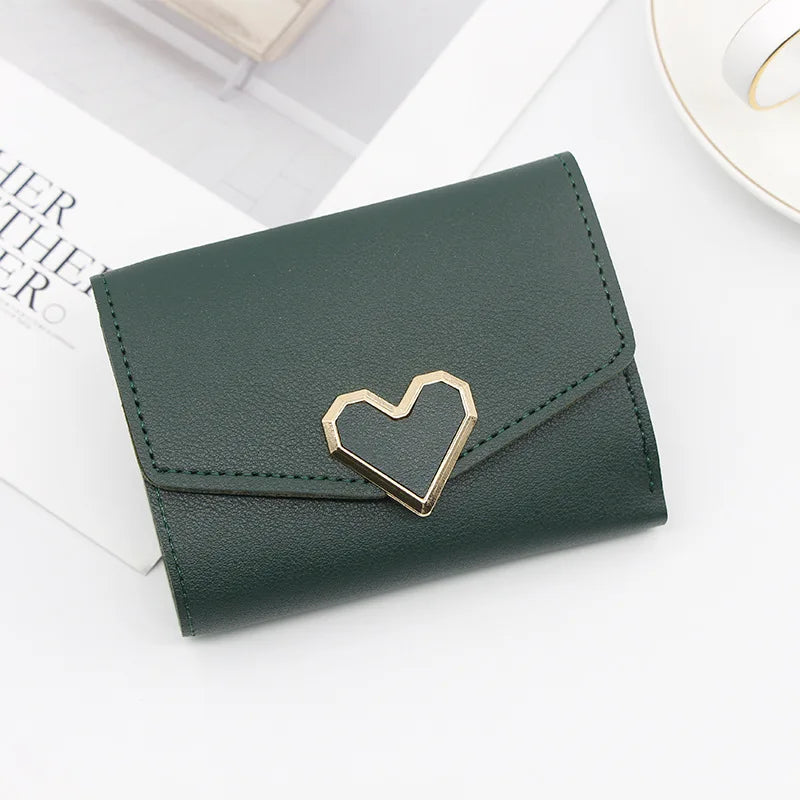 Korean Version Women Wallet Short Heart-Shaped Three Fold