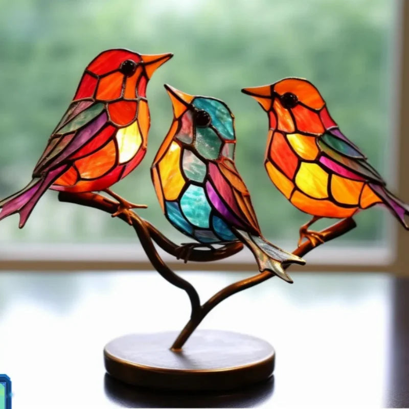LUSQI 3PC Retro Metal Bird Ornaments
