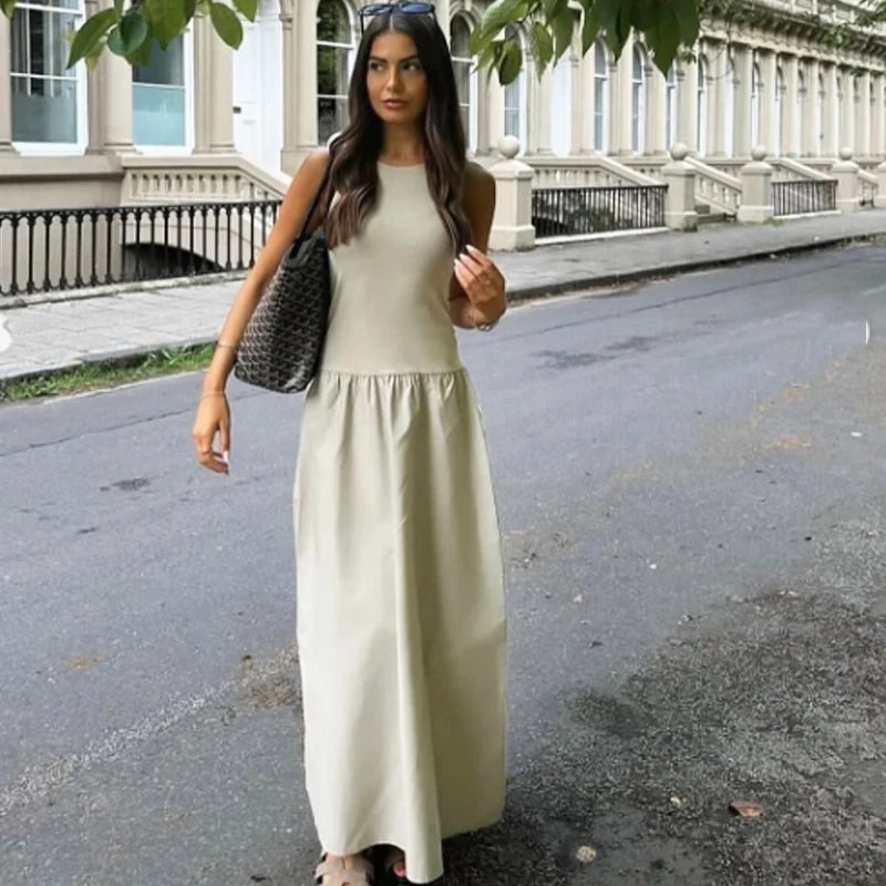 HXAO Elegant Long Patchwork Dress