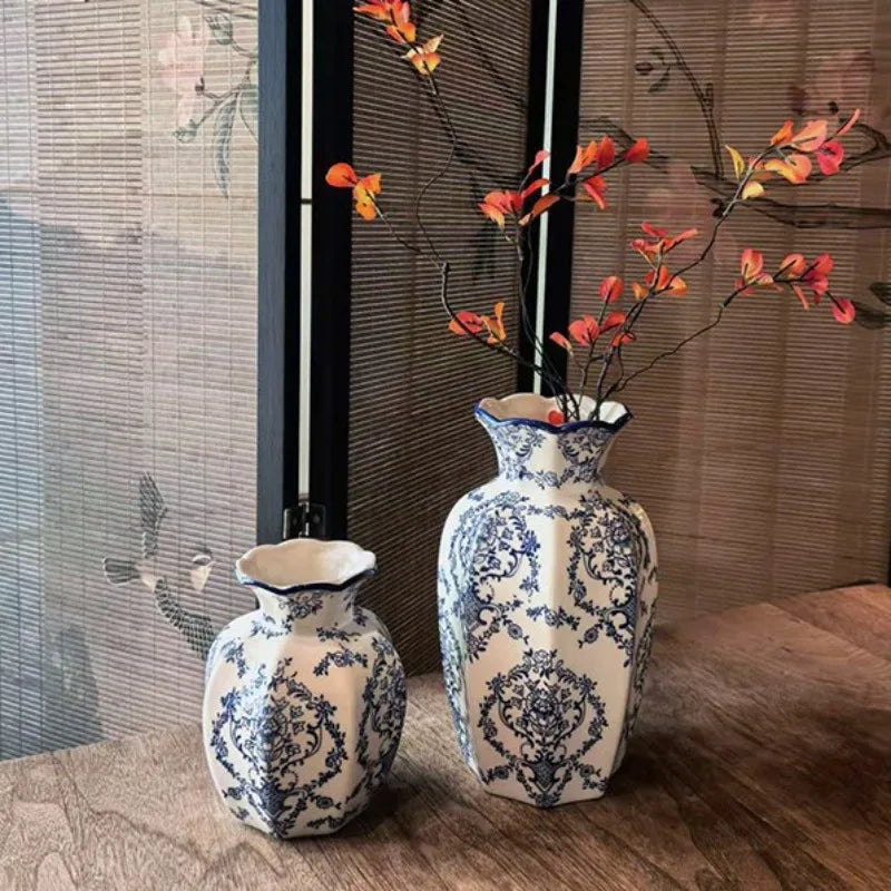 Hand-Painted Blue & White Porcelain Vase