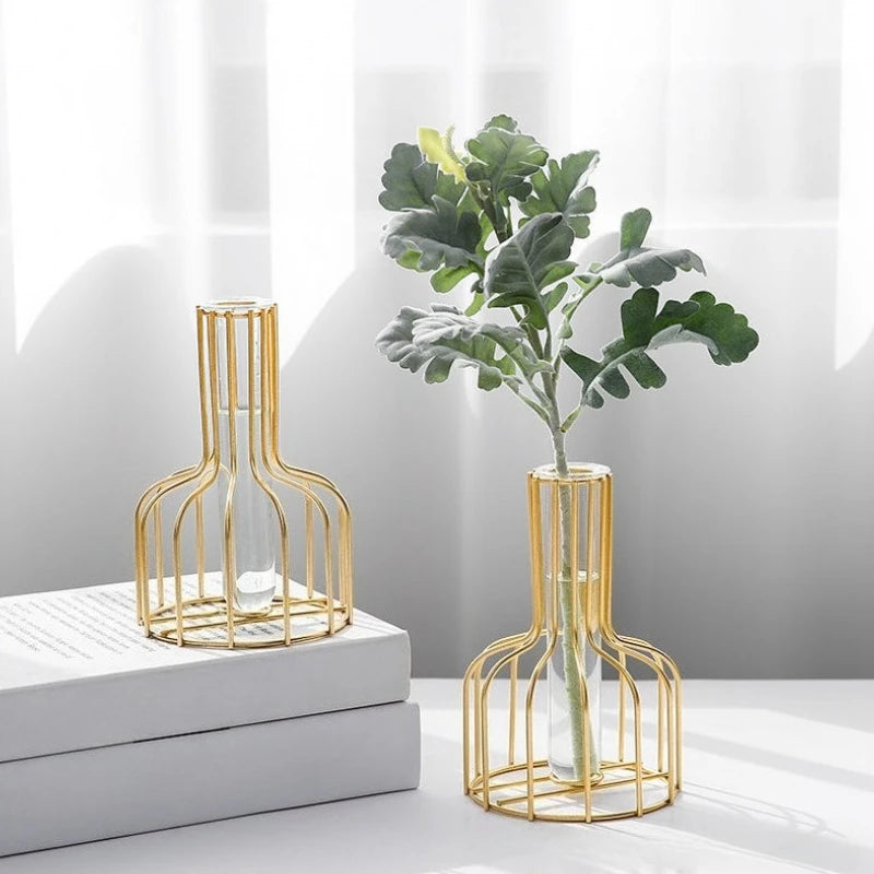 Ornamental Wrought Iron Gold Flower Vase