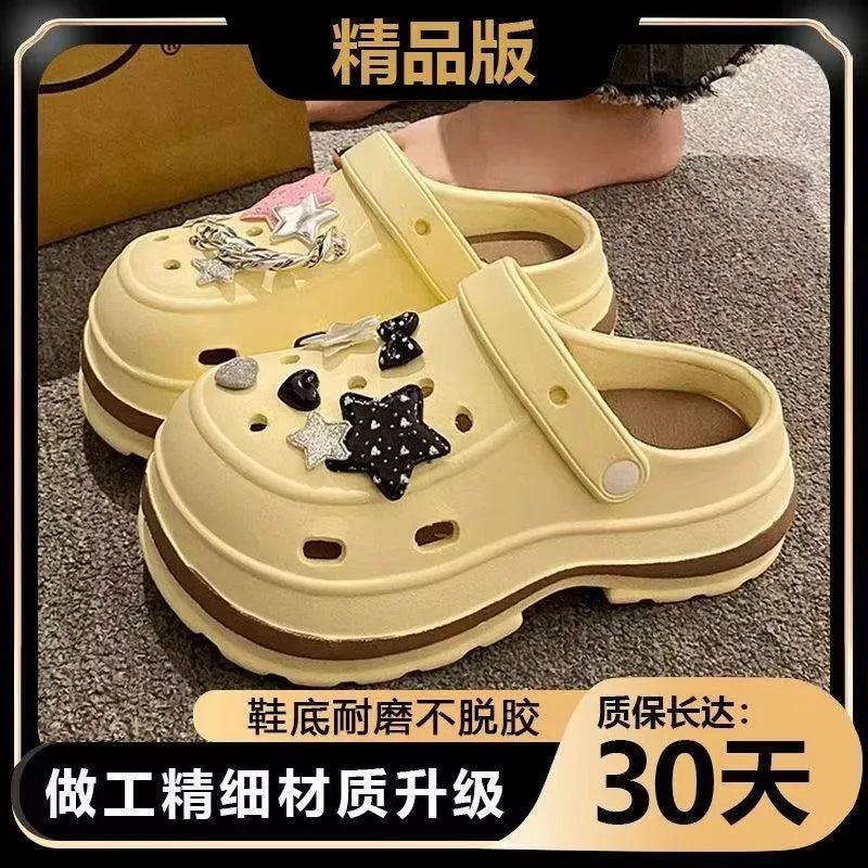 Women’s Summer Platform Slippers – EVA Sandals with Rhinestone Charms