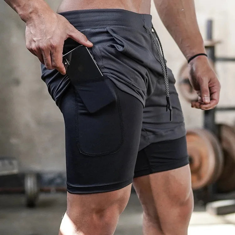 Men’s 2-in-1 Camo Running Shorts – Quick-Dry Gym & Training Shorts