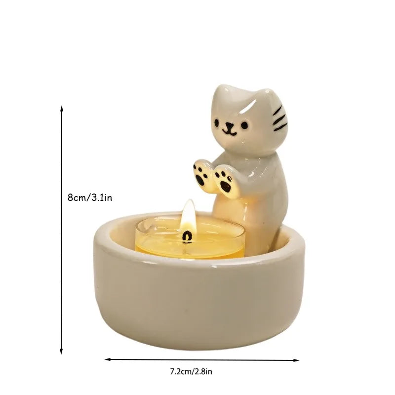 Cute Ceramic Kitten Candle Holde