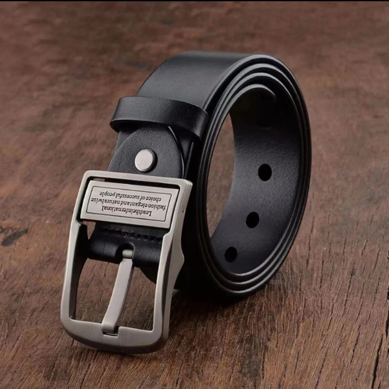 Luxury Cowhide Leather Belt – Metal Pin Buckle for Business & Casual Wear