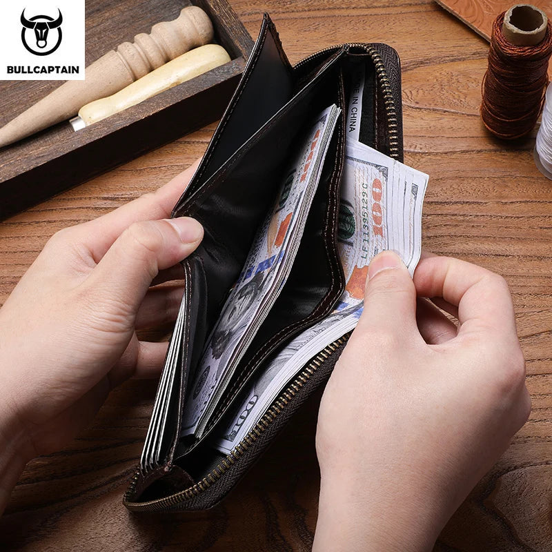 BULLCAPTAIN Retro RFID Leather Men’s Wallet