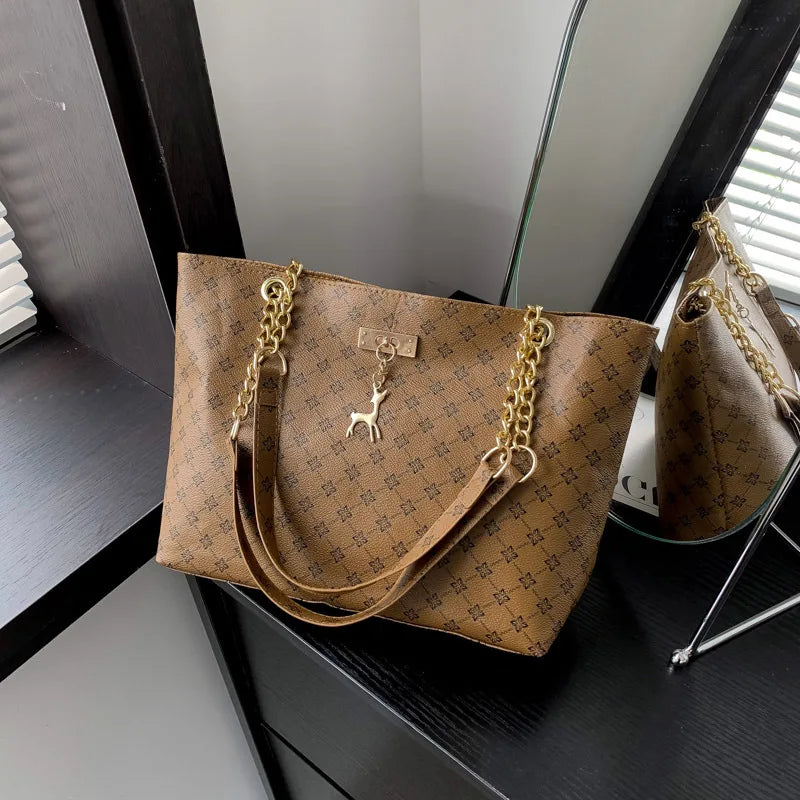 New Presbyopia Handbag – Soft PU Leather Large Capacity Tote Bag with Tassel Charm