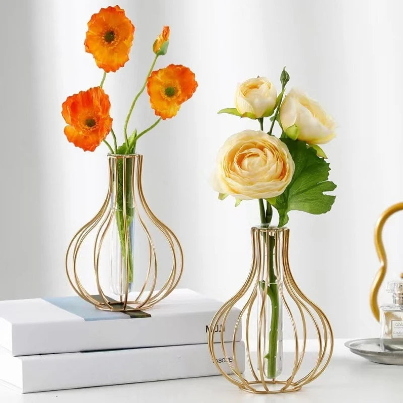 Ornamental Wrought Iron Gold Flower Vase