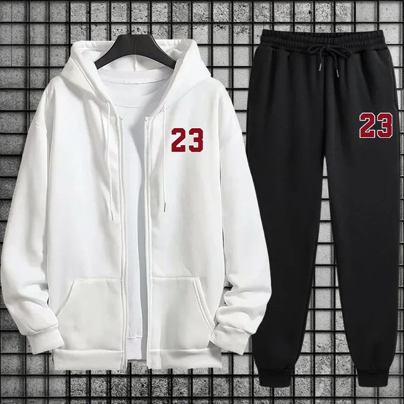 Men’s Number 23 Print Hoodie and Sweatpants Tracksuit Set