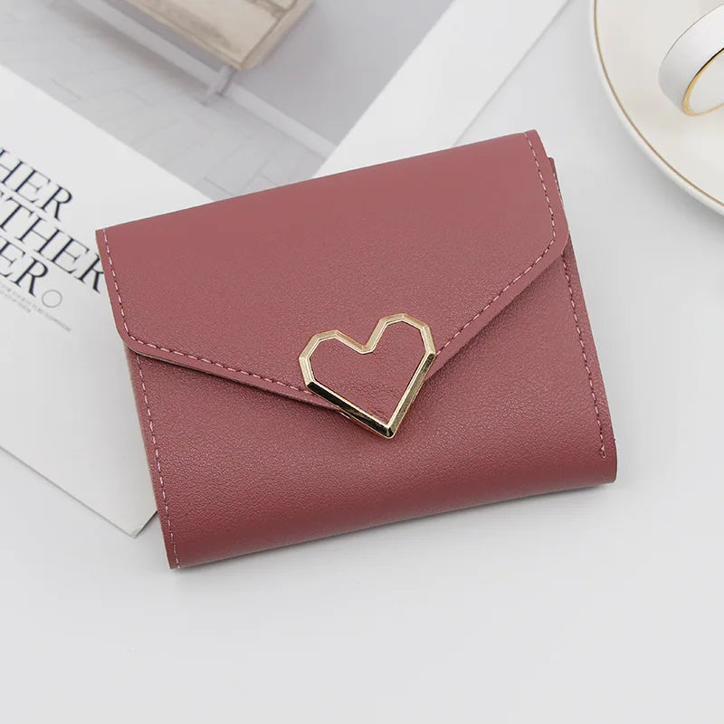 Korean Version Women Wallet Short Heart-Shaped Three Fold